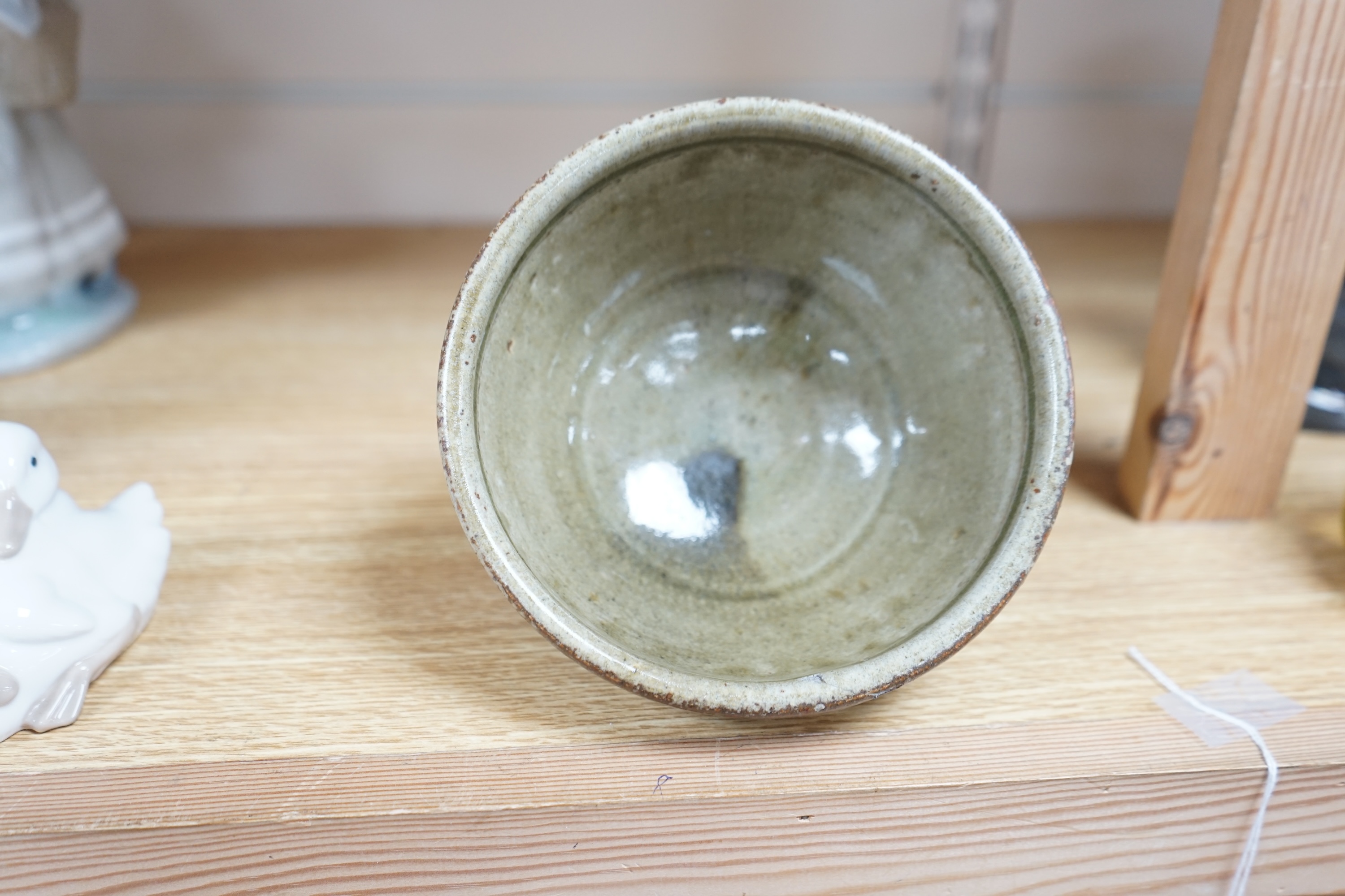 Richard Batterham (1936-2021), a Stoneware studio pottery Bowl, cut-sided, unmarked, 15cm in diameter. Condition - good